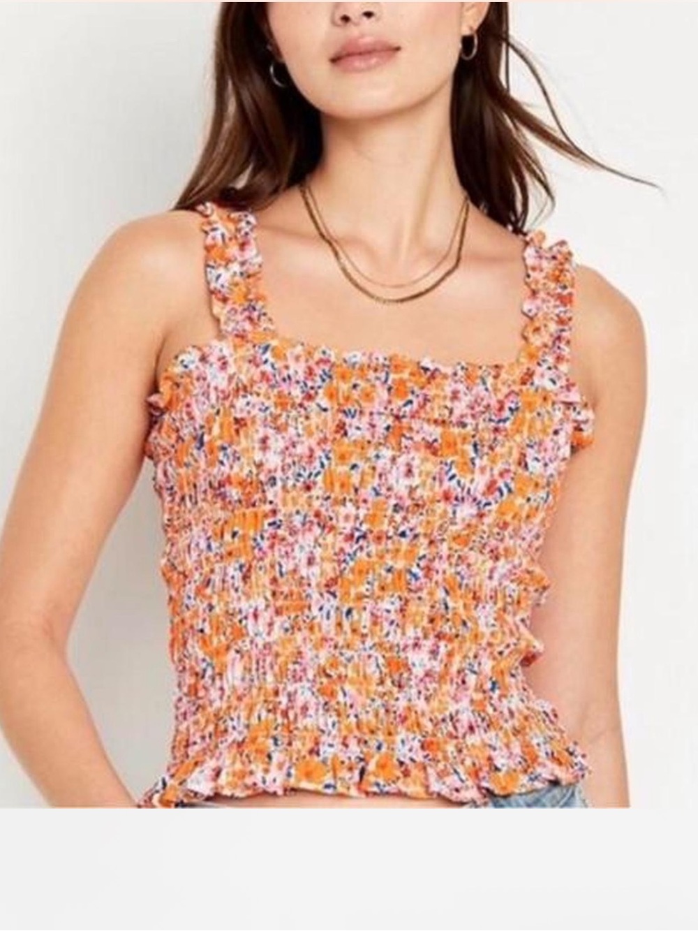 Old Navy Floral Print Ruffle Tank Top
